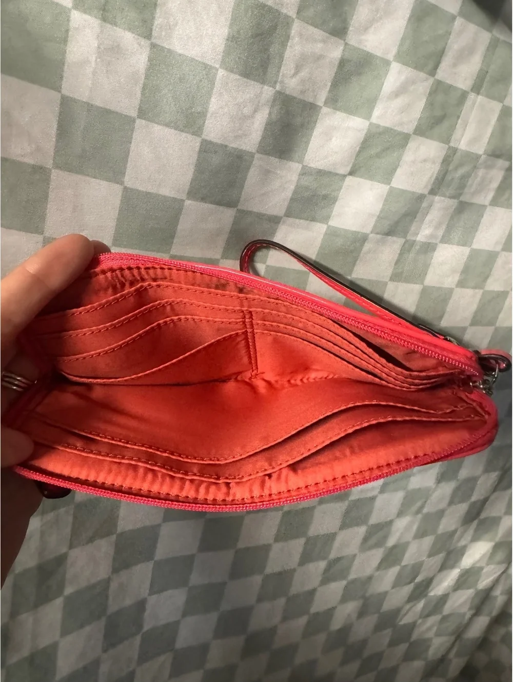 Coach Signature Canvas Wristlet with Pink Leather Trim